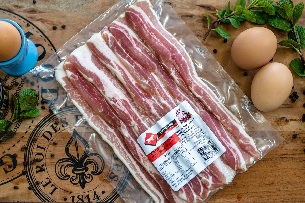 Thomsons Tennessee Hog Bourbon Streaky Bacon 250g